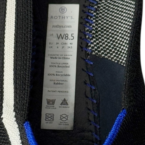 ROTHY’S The Point Flats Black White Stripe Retired Rare Size 8.5 - Picture 11 of 11